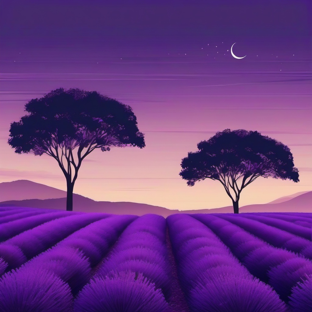 Twilight Lavender Fields Purple Background intricate details, patterns, wallpaper photo