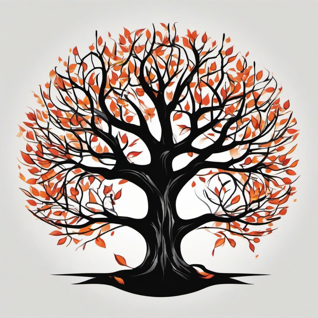 dying tree tattoo  simple vector color tattoo