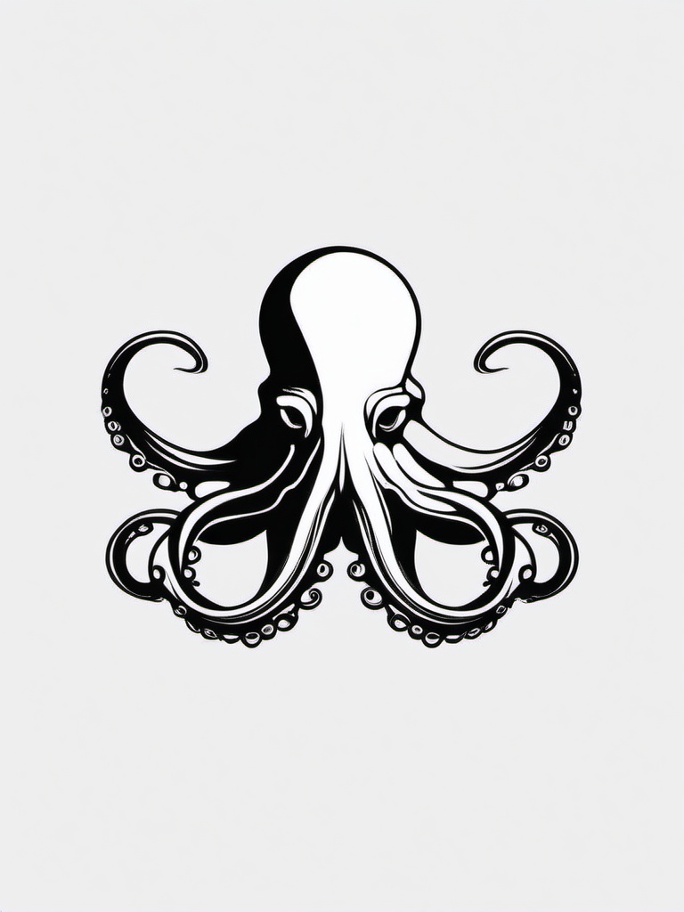 Minimal Octopus Tattoo - Embrace simplicity with a minimalist octopus tattoo design for a clean and refined look.  simple vector color tattoo,minimal,white background