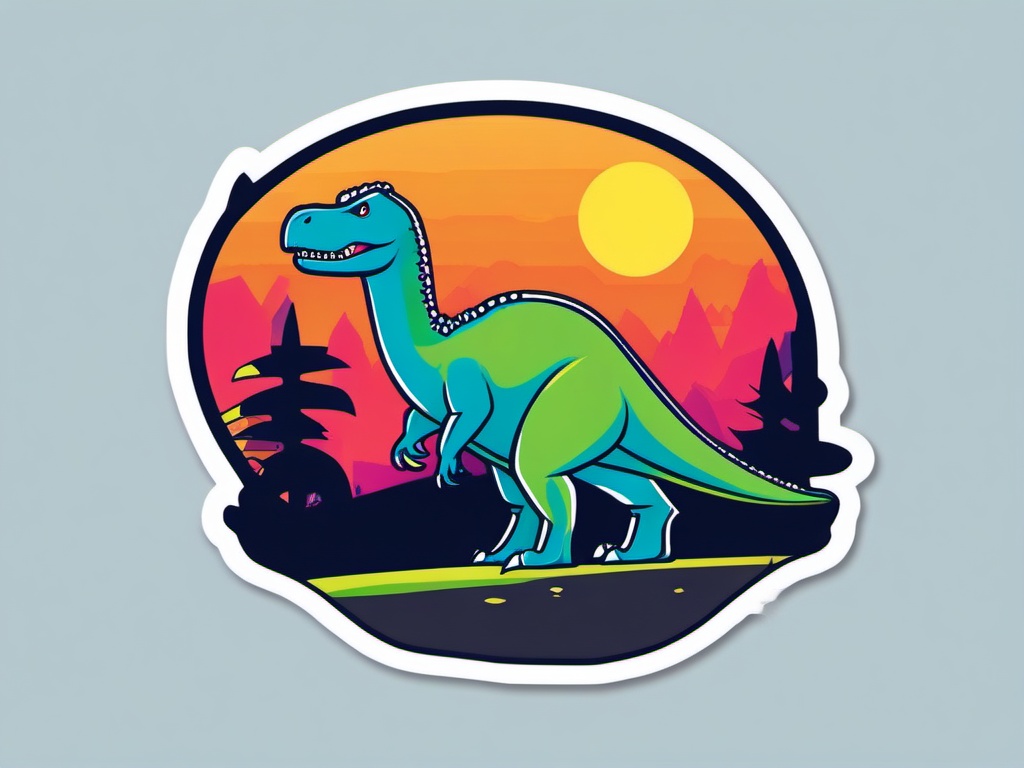 Disco Dinosaur sticker- Prehistoric Dance Party, , sticker vector art, minimalist design