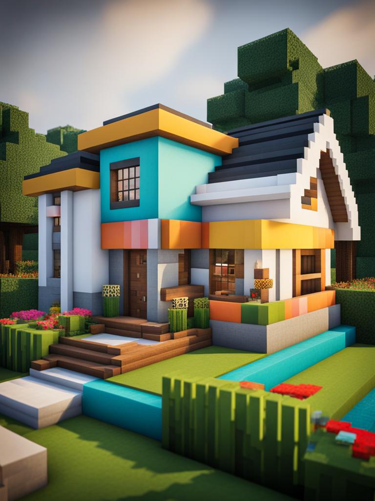 adorable cute house with colorful interiors - minecraft house design ideas minecraft block style