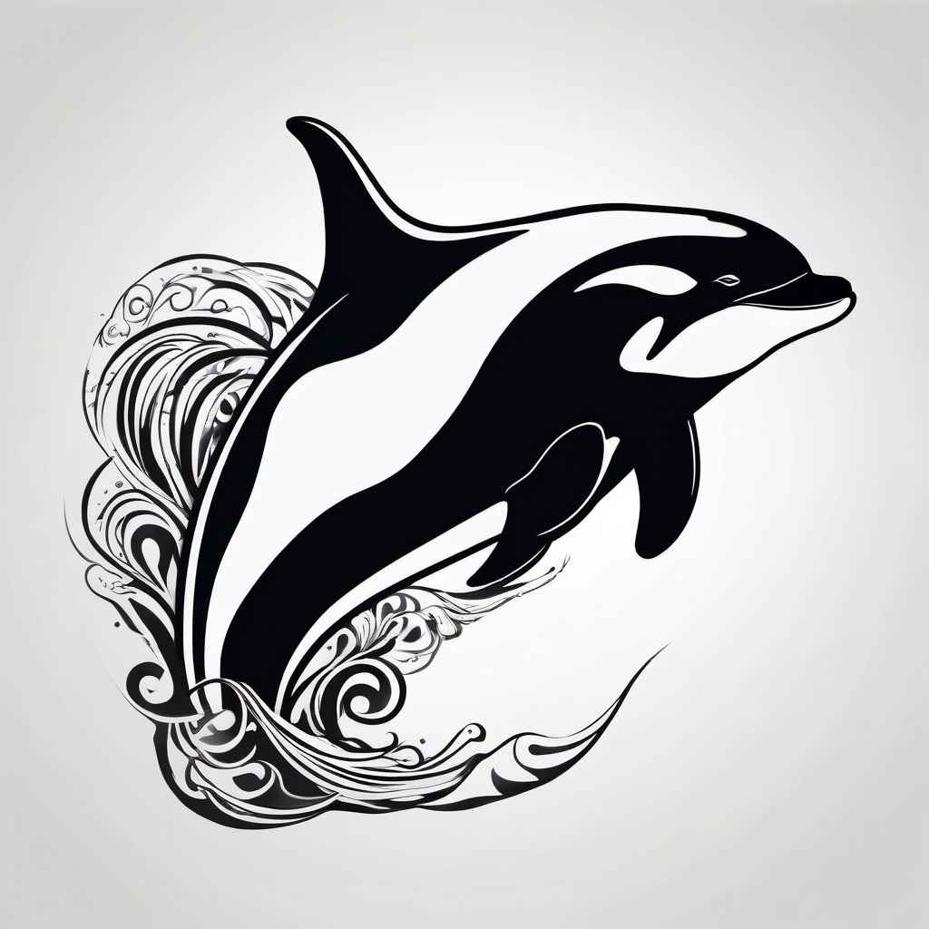 maori orca tattoo  simple color tattoo,minimalist,white background