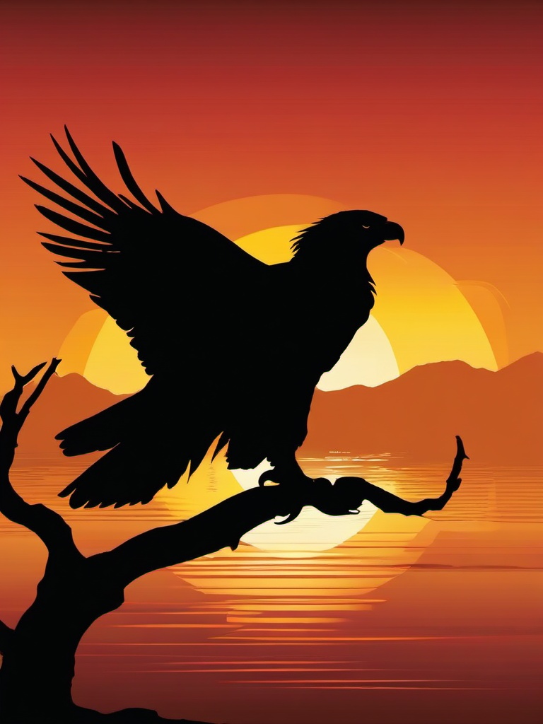 Eagle clipart - eagle's silhouette against a sunset  