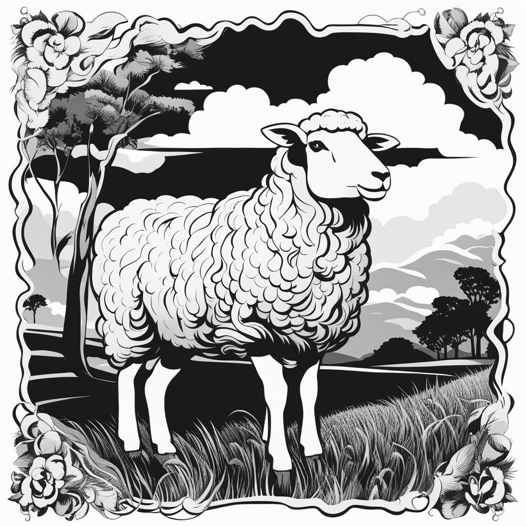 sheep clipart black and white 