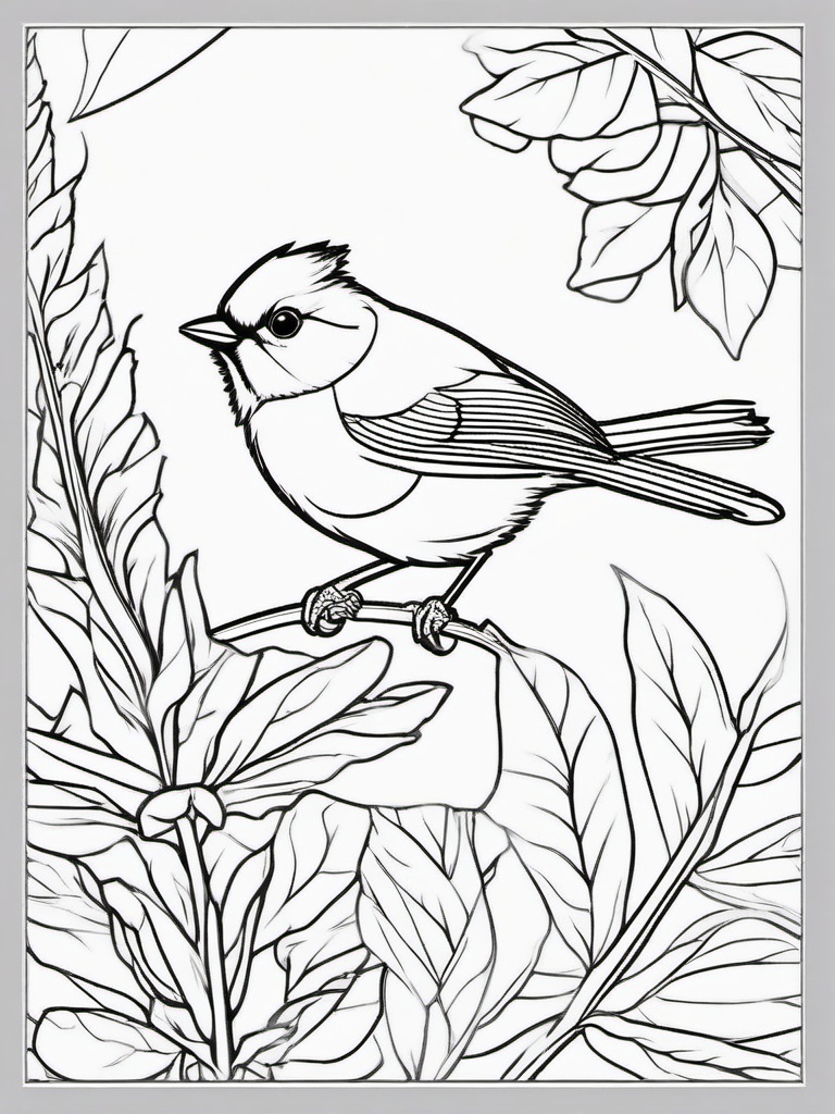 Titmouse Coloring Pages - Tiny Energetic Bird  minimal black outline printable sheet, coloring page