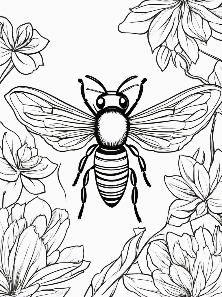 Bumble Bee Coloring Pages - Bumble Bee in the shade  simple coloring pages