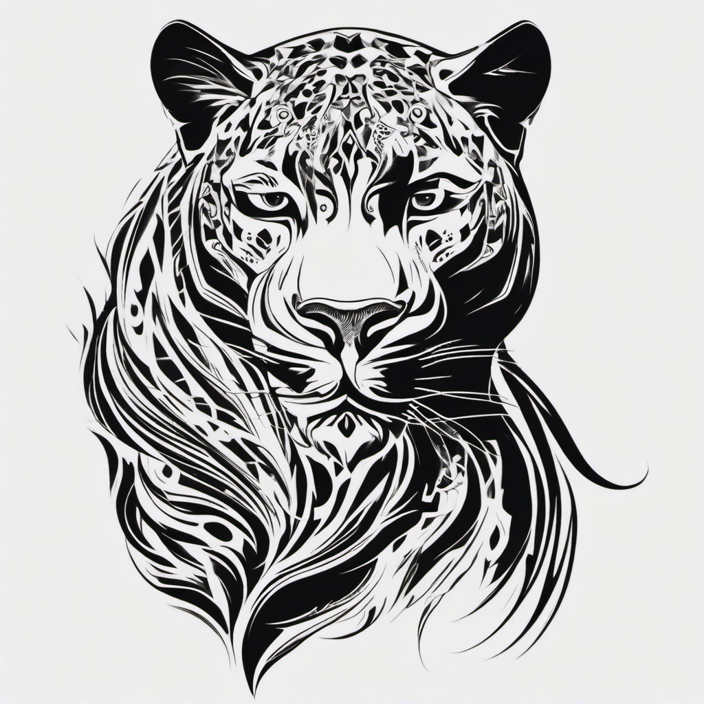 Tattoo Panther Designs-Creative and artistic tattoo designs featuring panthers in various unique and expressive styles.  simple color tattoo,white background