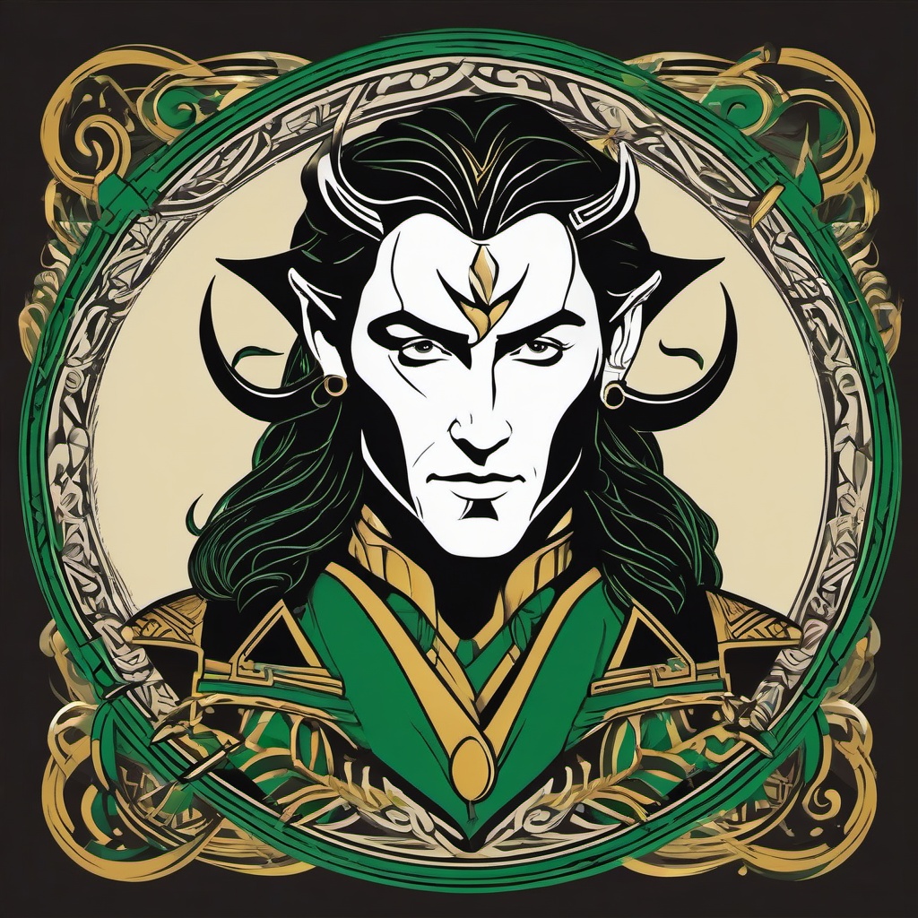 Loki Tattoo-Bold and dynamic tattoo featuring Loki, the trickster god in Norse mythology.  simple color vector tattoo