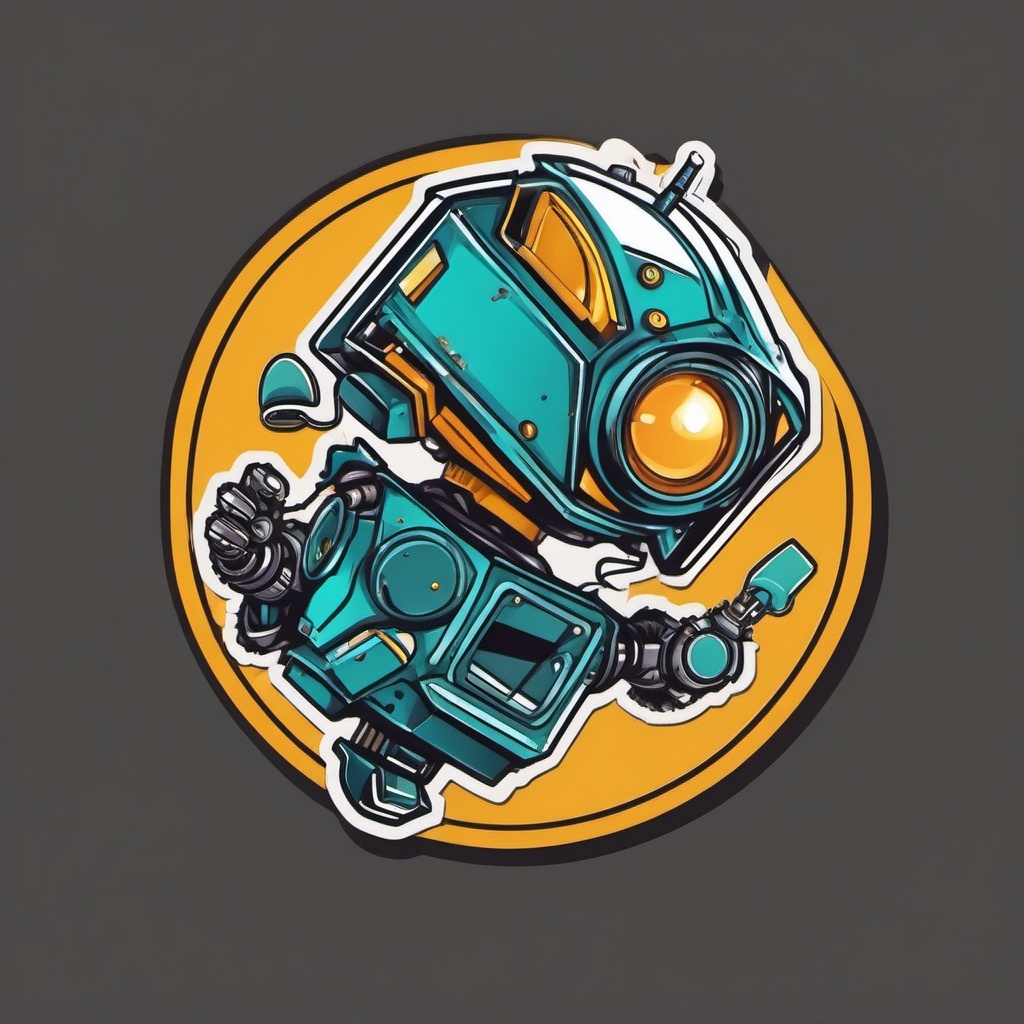 Robot Companion sticker- Mechanical Friend Delight, , color sticker vector art