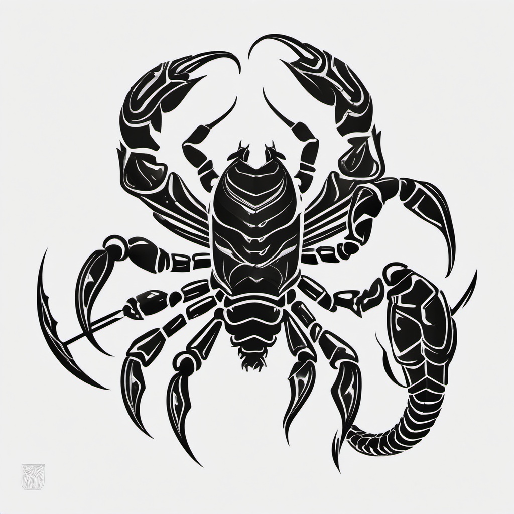 Badass Scorpio Tattoos - Embrace a bold and fearless aesthetic with a badass Scorpio tattoo design that exudes confidence.  simple vector color tattoo,minimal,white background