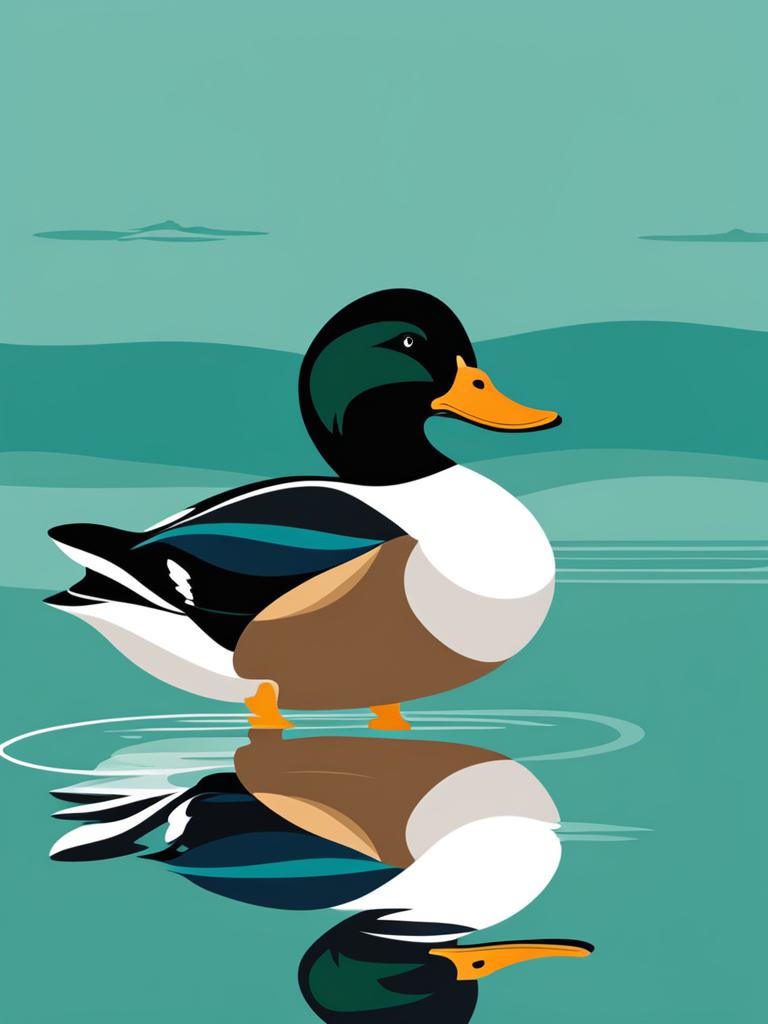 duck clipart - gliding gracefully on the calm water. 