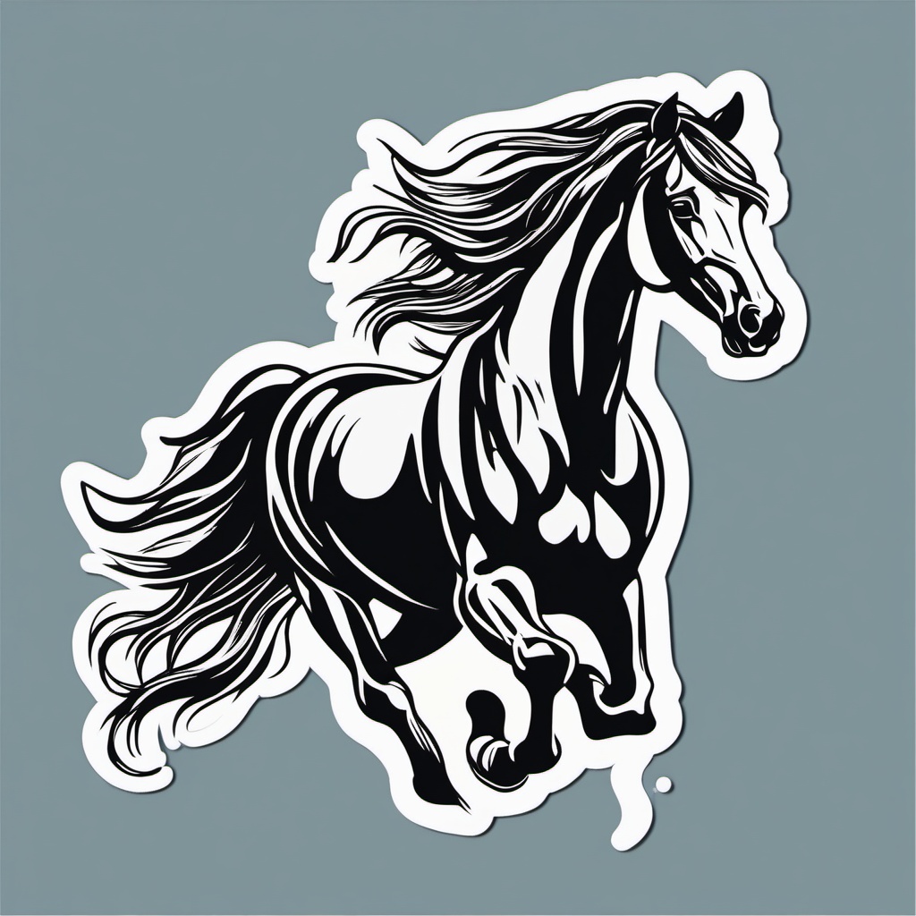 Horse Sticker - A galloping horse with flowing mane. ,vector color sticker art,minimal