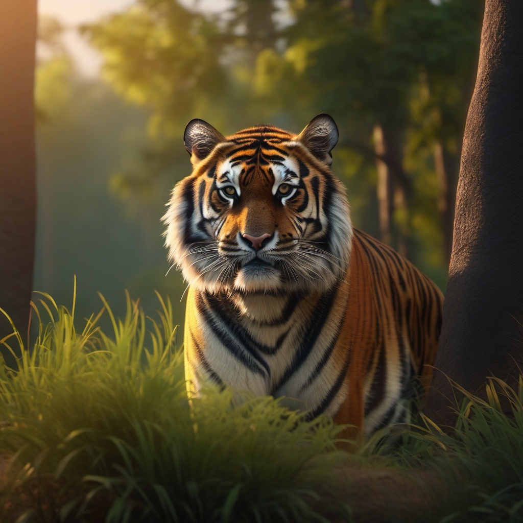 Cute Tiger Prowling in the Indian Wilderness 8k, cinematic, vivid colors