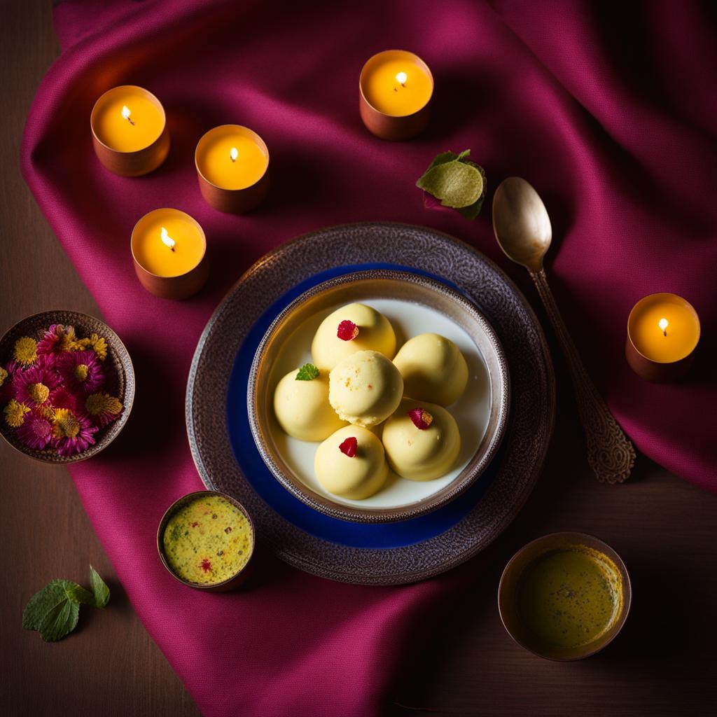 rasmalai, a delicate indian dessert, enjoyed at a colorful diwali celebration. 