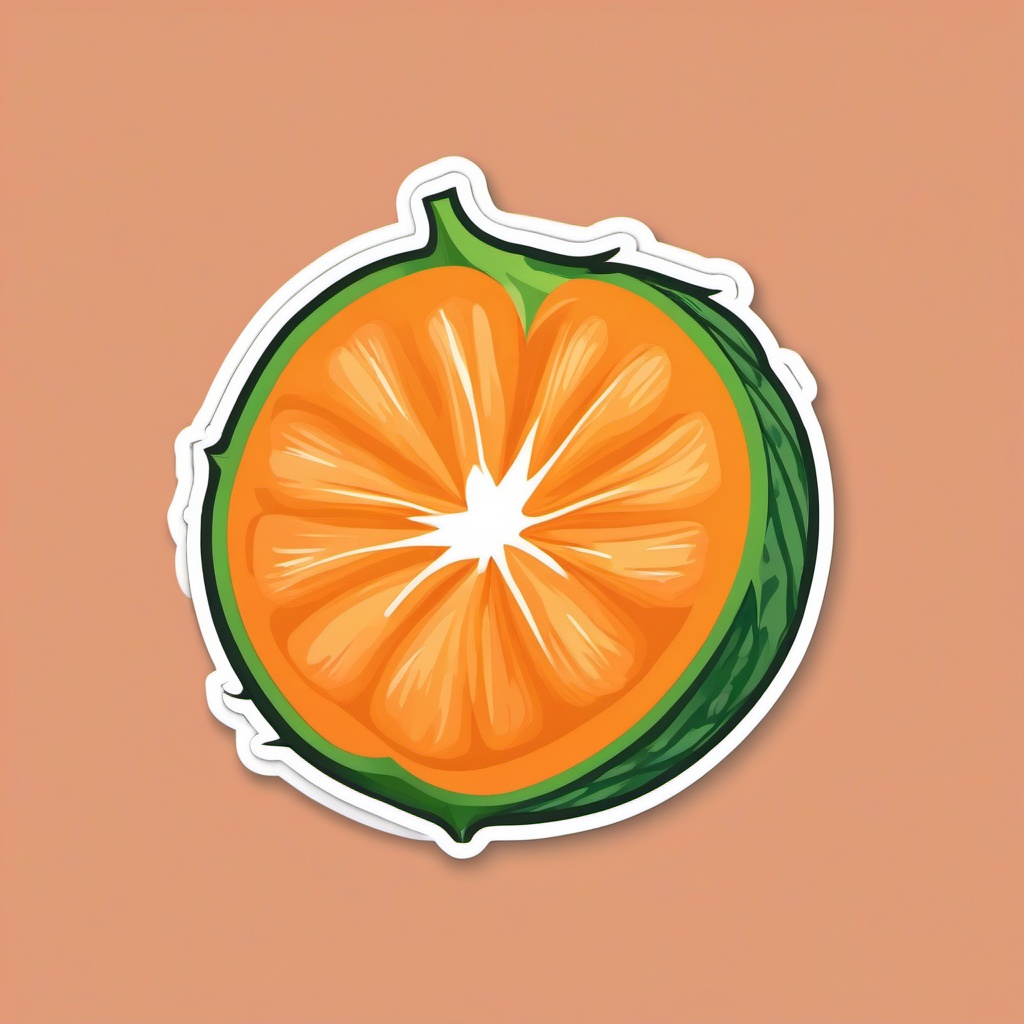 Cantaloupe Sticker - Sweet and succulent, a cantaloupe-colored burst of freshness, , sticker vector art, minimalist design