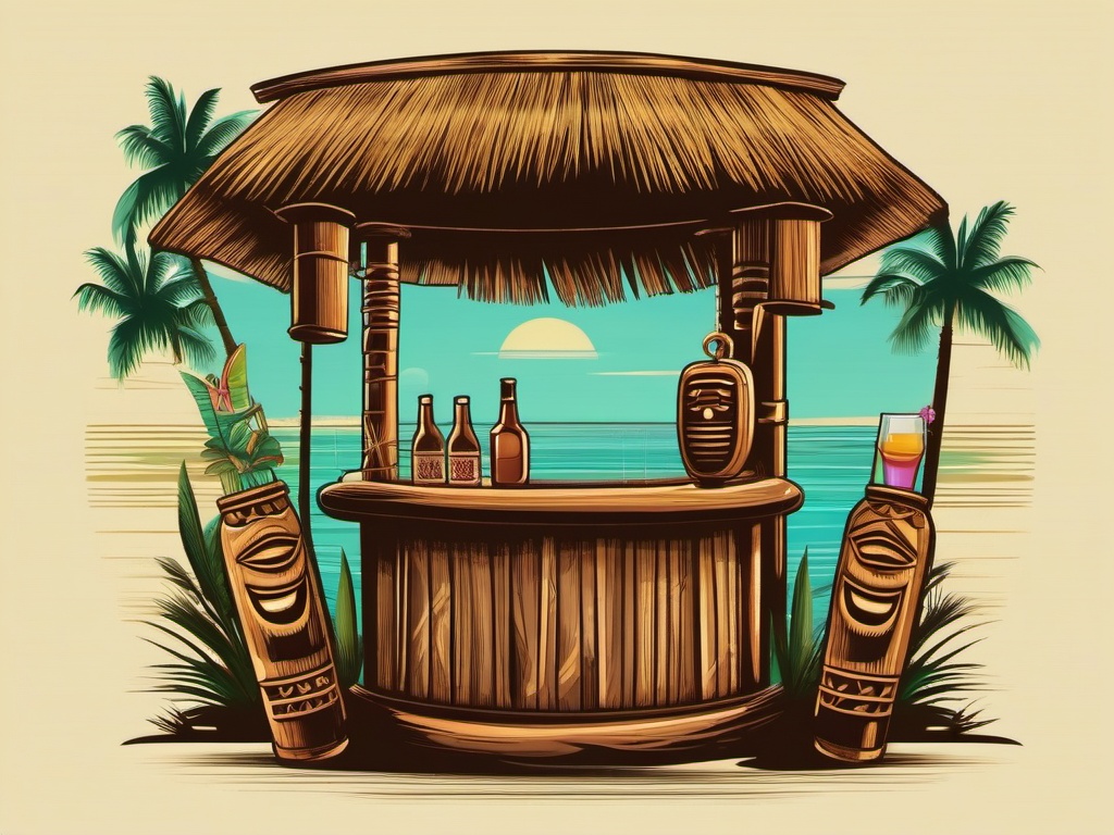 Tiki Bar Paradise , vintage t shirt vector art