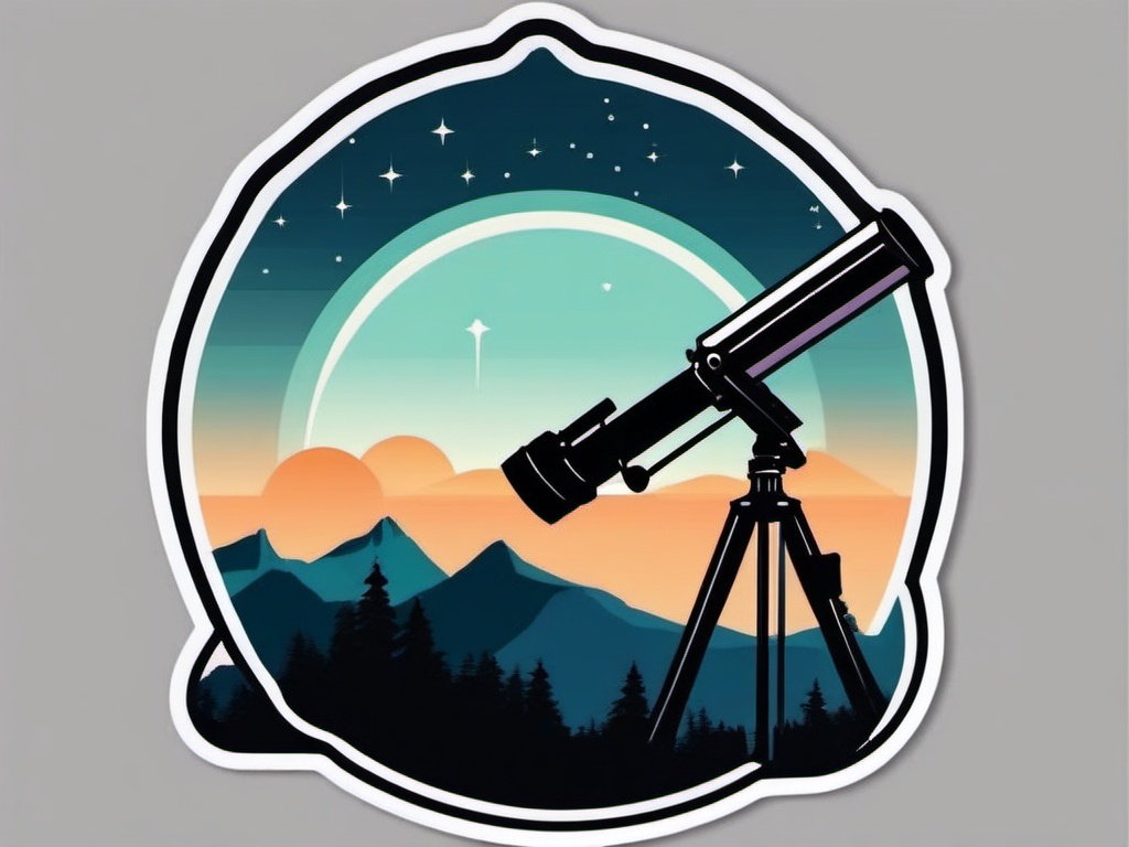 Telescope Sticker - Stargazing adventure, ,vector color sticker art,minimal