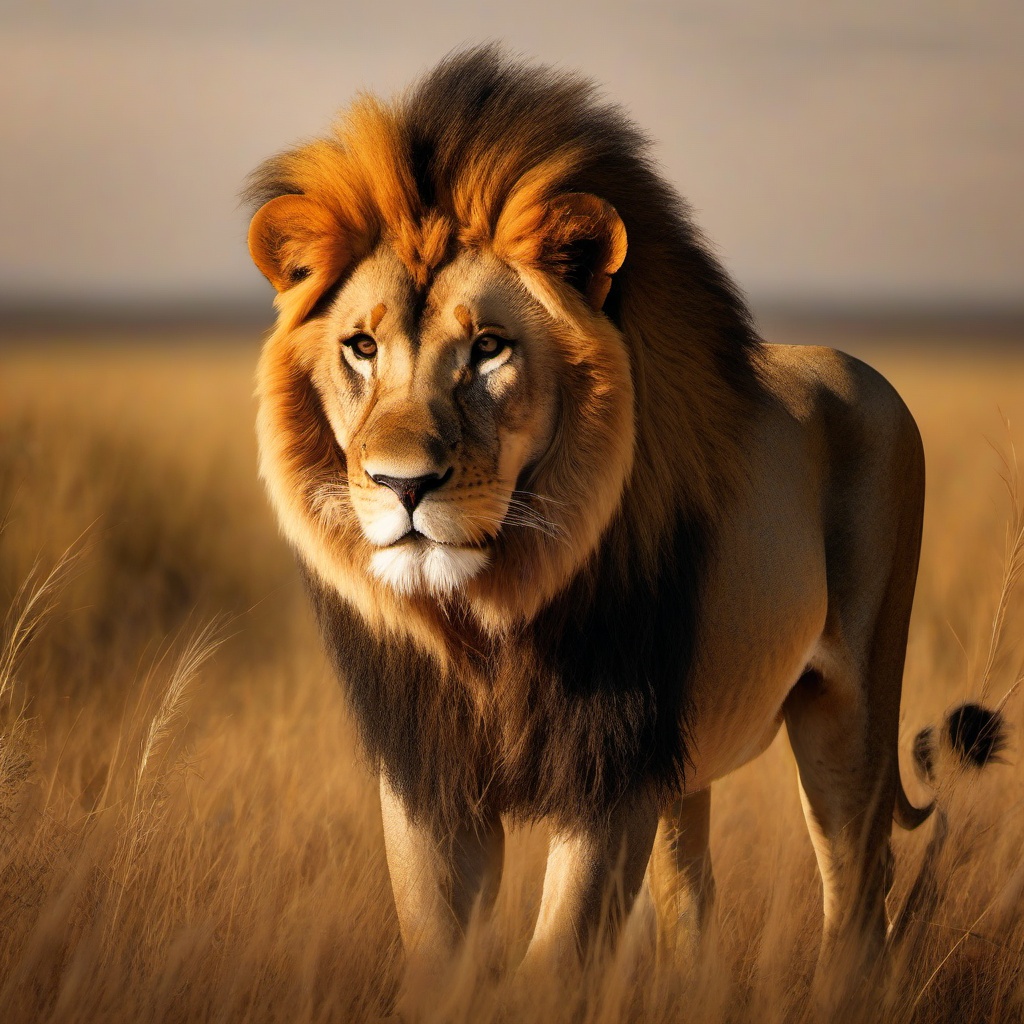 Lion Clipart in a Savannah,Majestic lion in a vast savannah, the embodiment of courage and strength. 