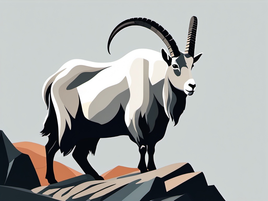 Mountain Goat clipart - Graceful mountain goat on a rocky slope, ,vector color clipart,minimal