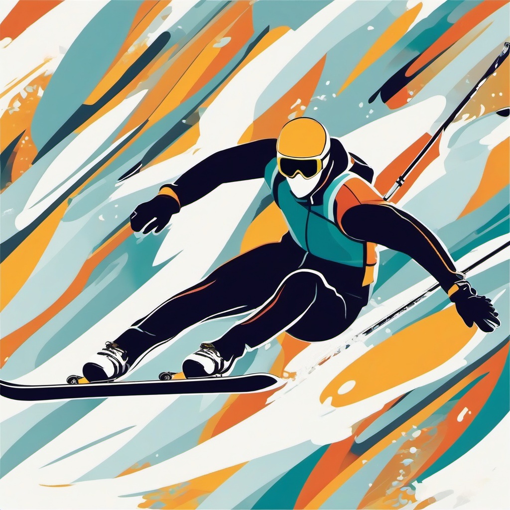 Freestyle Skiing Trick Clipart - Freestyle skiers performing stylish tricks.  color vector clipart, minimal style