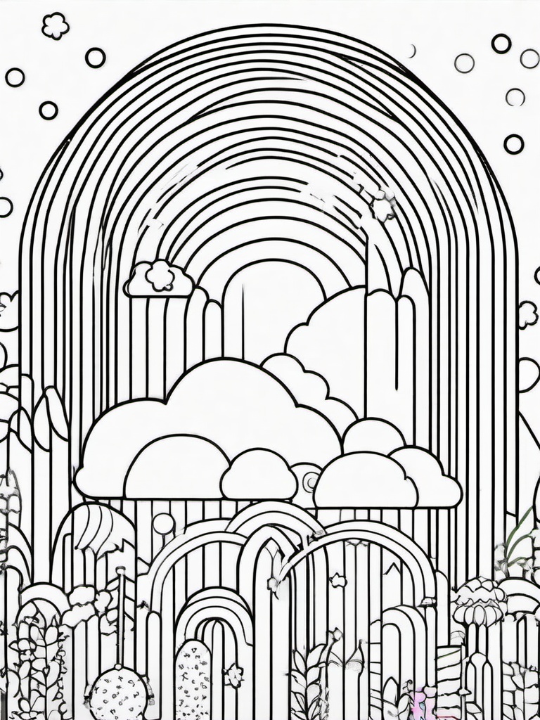 Rainbow Coloring Page - Simple rainbow with fun patterns inside.  easy,simple,minimal,coloring pages,black and white outline