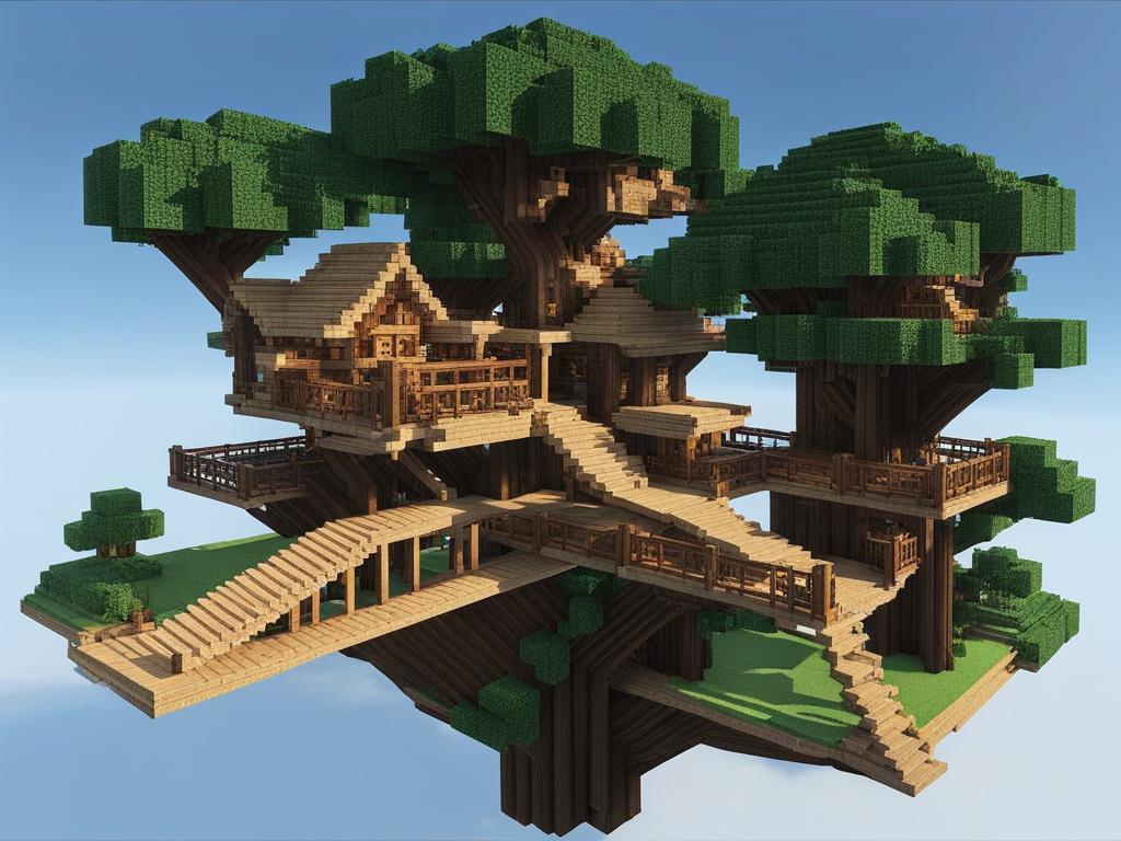 epic tree fort with multiple levels and rope bridges - minecraft house ideas minecraft block style