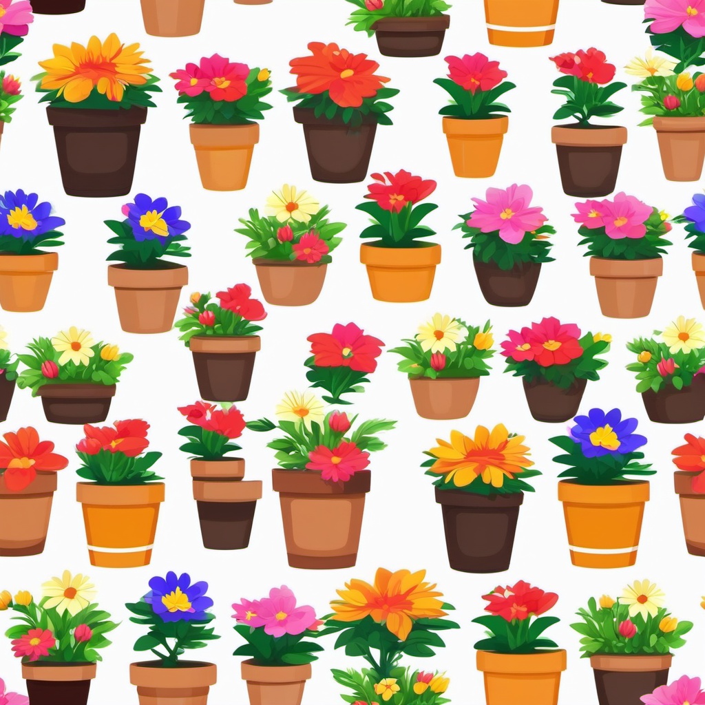 Flower pot clipart, A potted plant with colorful flowers.  simple, 2d flat