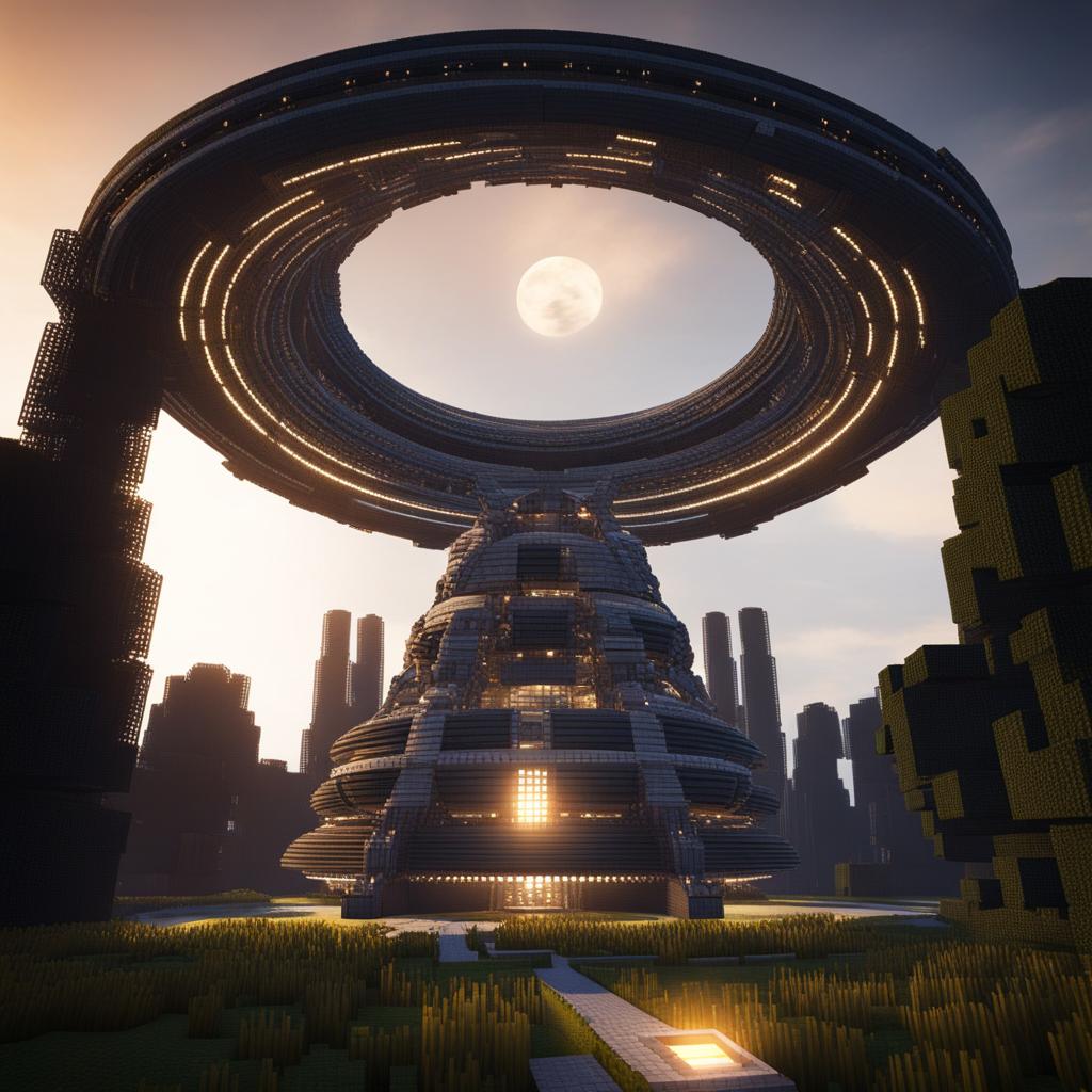 interstellar spaceship launchpad with warp drive technology - minecraft house design ideas 