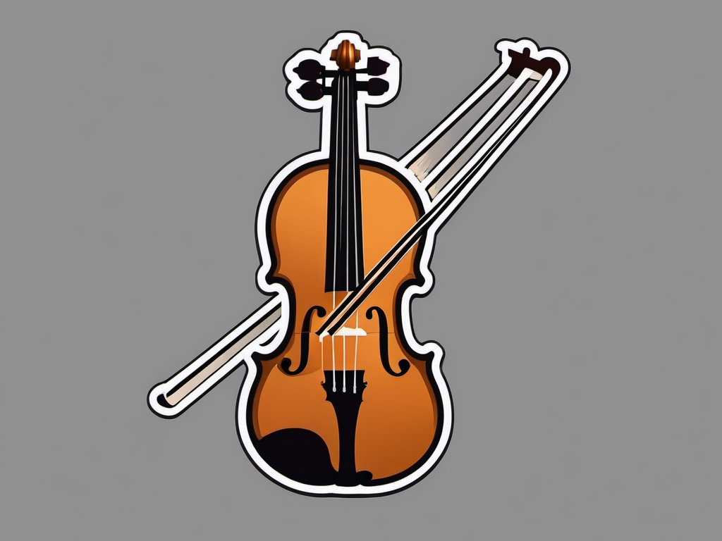 Violin Sticker - Creating soul-stirring tunes with the elegant and expressive violin, , sticker vector art, minimalist design