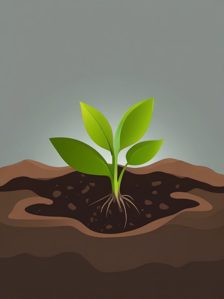 Plant clipart - tiny sprout growing in a patch of soil  color,minimalist,vector clipart