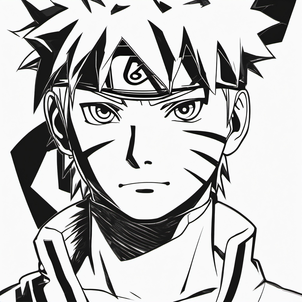 drawing of Naruto Uzumaki anime  minimal rough sketch scribbles,doodles,black and white