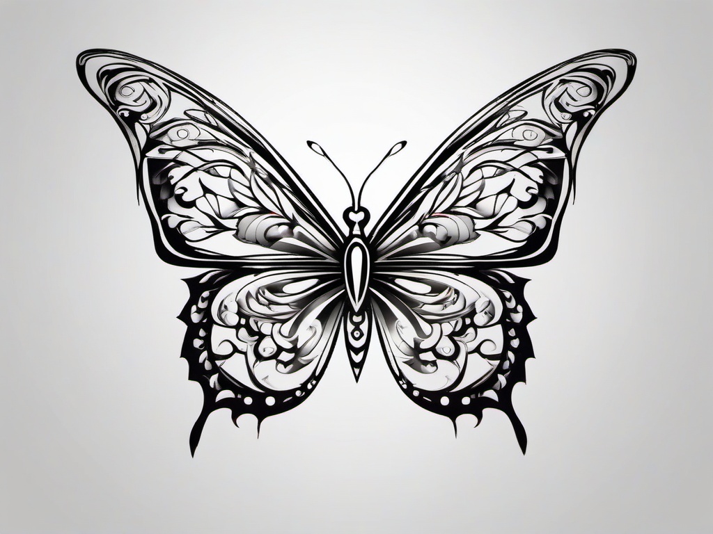 butterfly cross tattoo designs  simple color tattoo, minimal, white background