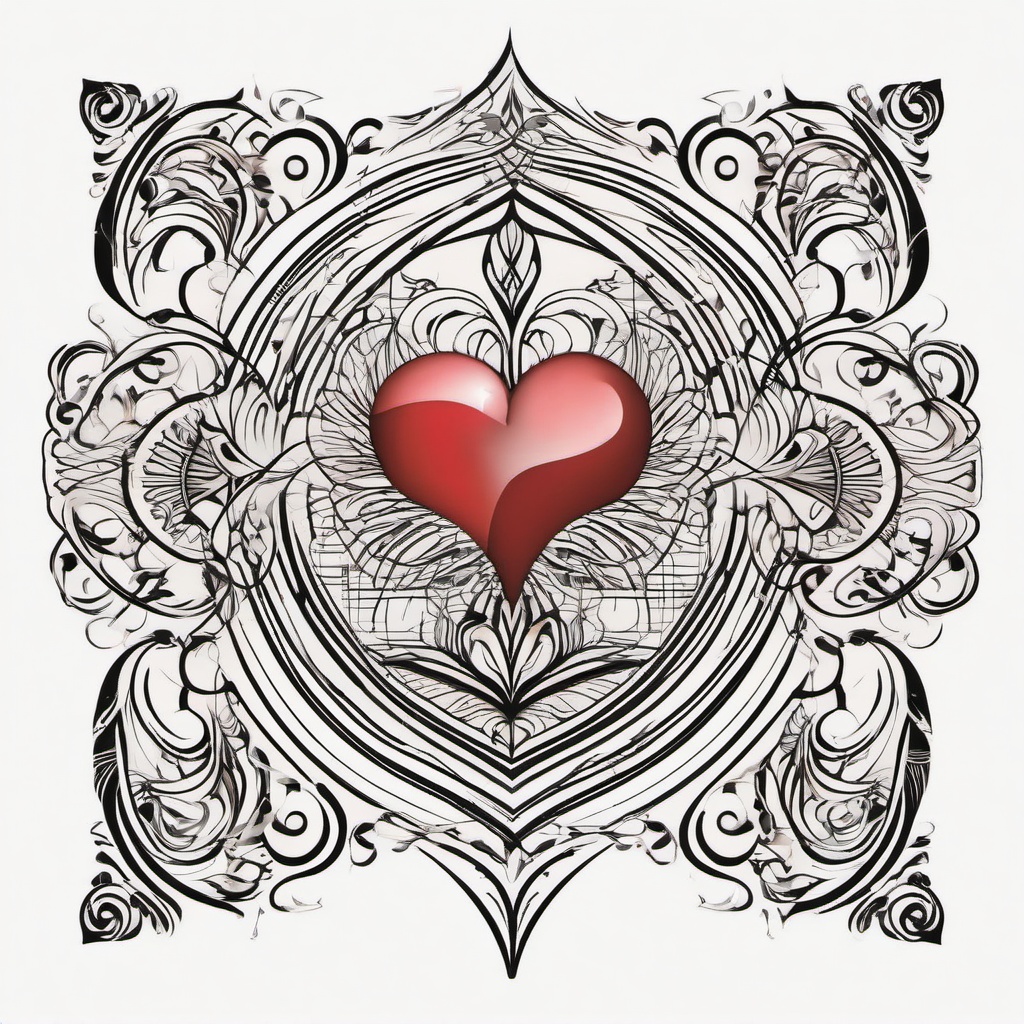 Heart Rhythm Tattoo - Embrace the intricate beauty of heart rhythms with a tattoo that showcases the captivating patterns.  simple vector color tattoo,minimal,white background