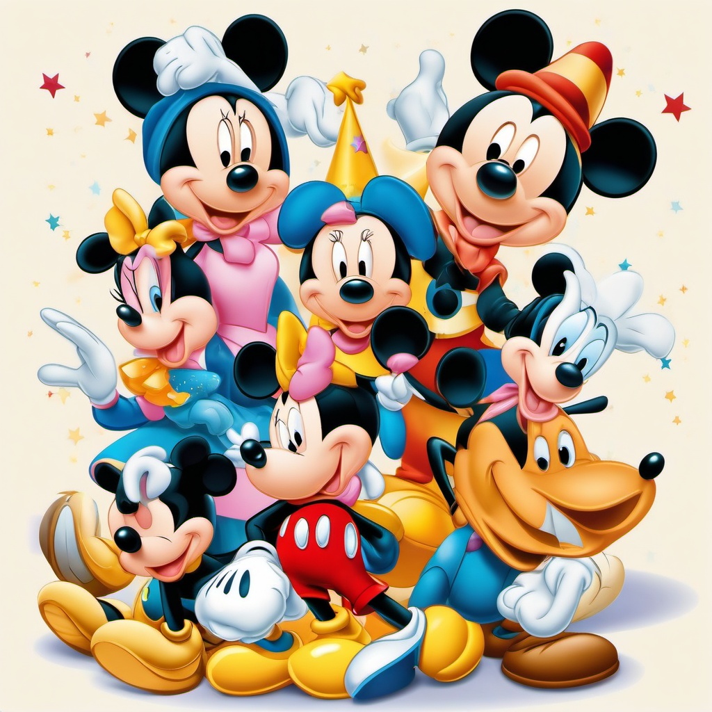 Disney clipart - Mickey Mouse and friends celebrating  