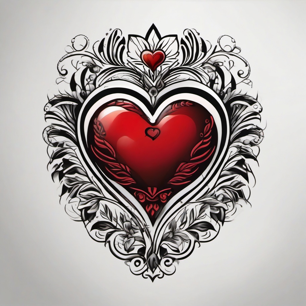 Traditional heart tattoo, Classic heart tattoo, paying homage to the timeless symbol of love. , tattoo color art, clean white background