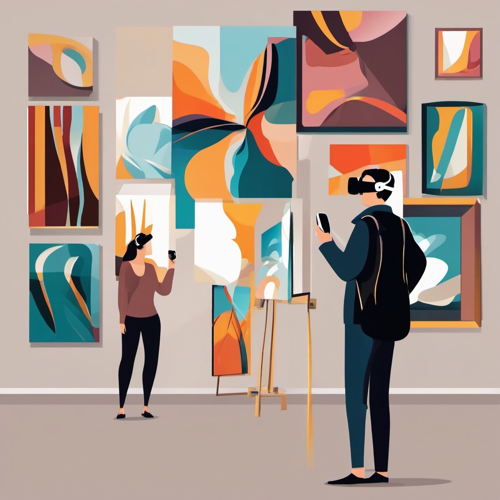 VR Art Gallery Exhibitions clipart - VR art gallery exhibitions, ,vector color clipart,minimal