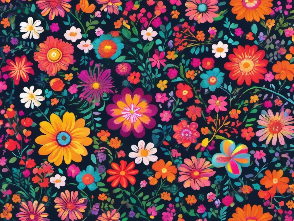 Flower Background - Blooming Garden with Vibrant Flowers wallpaper splash art, vibrant colors, intricate patterns