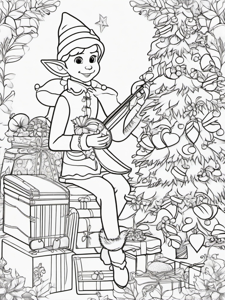 Elf On A Shelf Colouring Pages  outling,coloring pages,black and whit