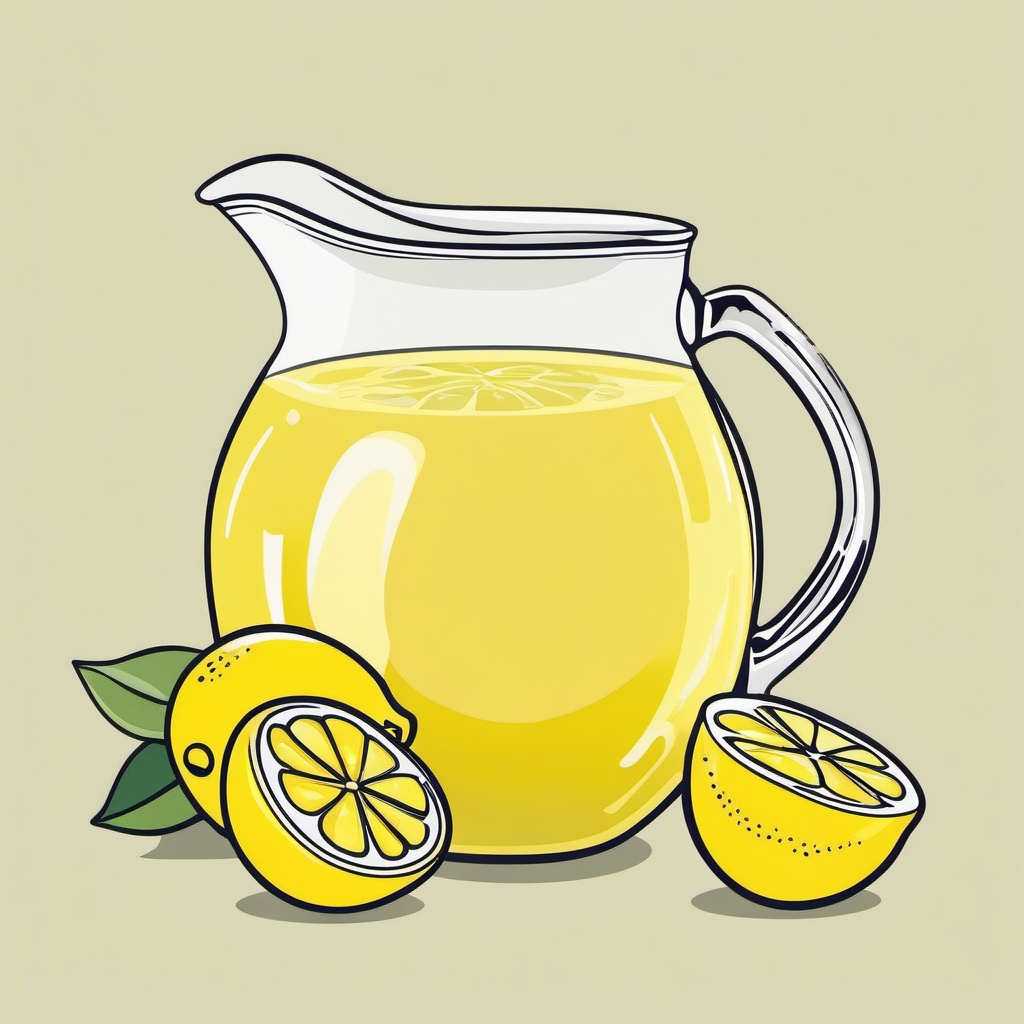 Lemon clipart - lemonade pitcher with lemons beside it  color,minimalist,vector clipart