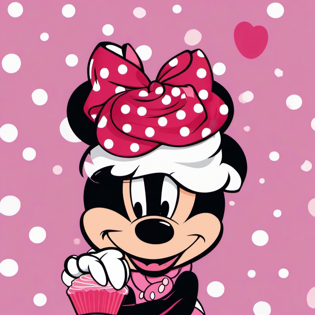 Minnie Mouse clipart - Minnie Mouse with a cupcake  vector clipart