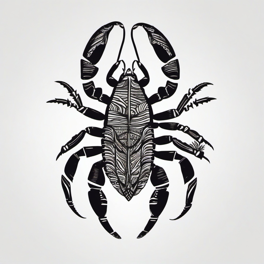 drawing of a scorpion with a unique pattern  minimal rough sketch scribbles,doodles,black and white