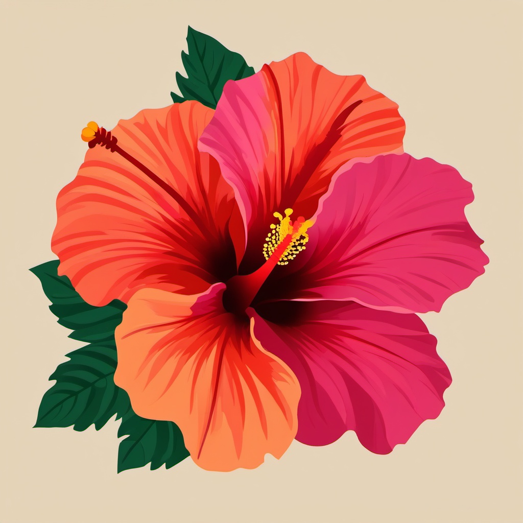 Hibiscus clipart, A vibrant hibiscus flower in full bloom.  simple, 2d flat