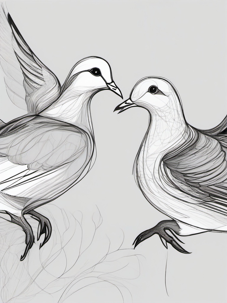 drawing of doves during a wedding  minimal rough sketch scribbles,doodles,black and white