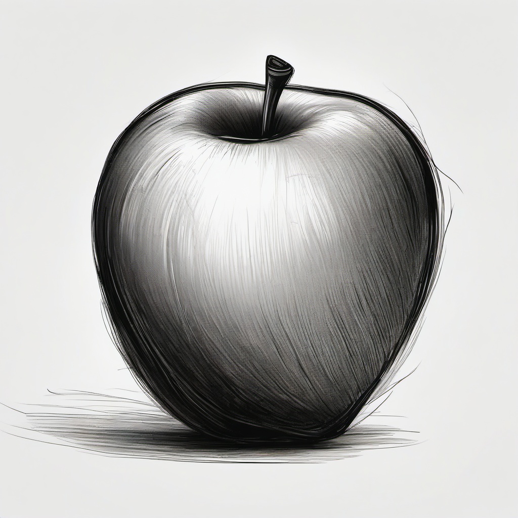 drawing of a bitten apple  minimal rough sketch scribbles,doodles,black and white