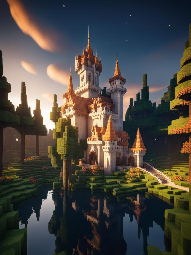 fairy-tale castle surrounded by a magical forest - minecraft house ideas minecraft block style