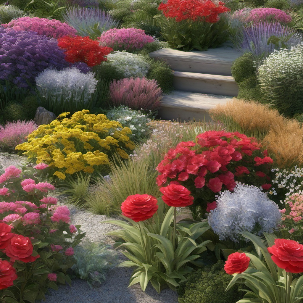 Coastal Seaside Garden - Bring the serenity of the seaside to your coastal garden. multicoloured, photo realistic, hyper detail, high resolution