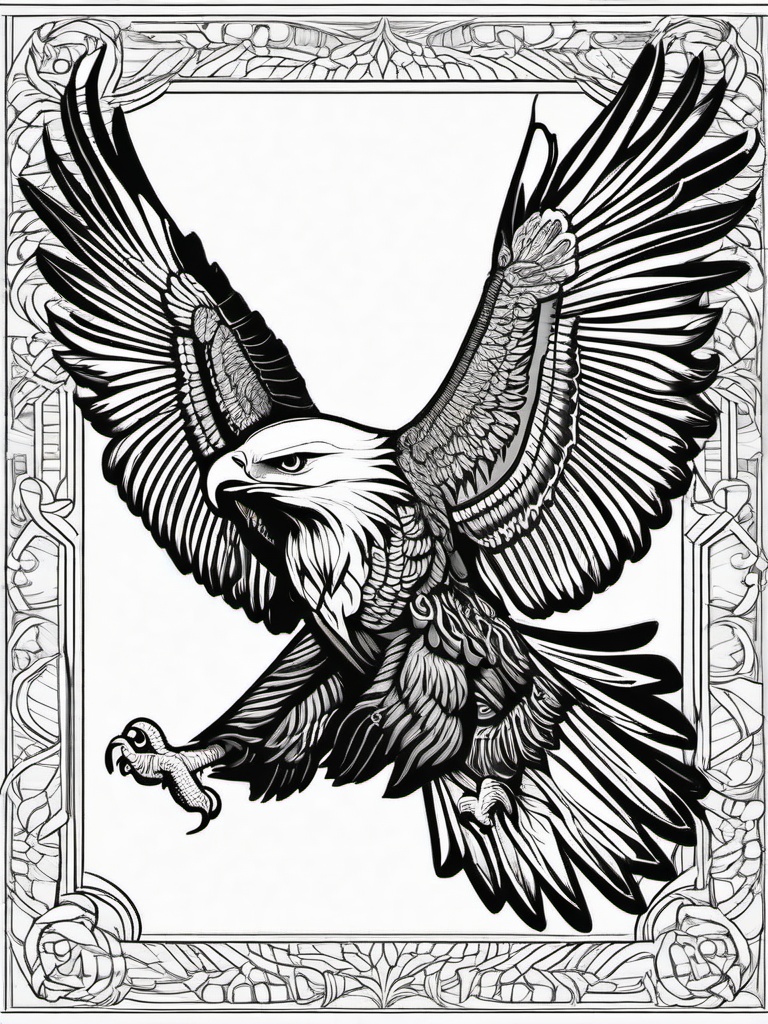 Eagle Coloring Page - Majestic Soaring Bird  black outline printable coloring page