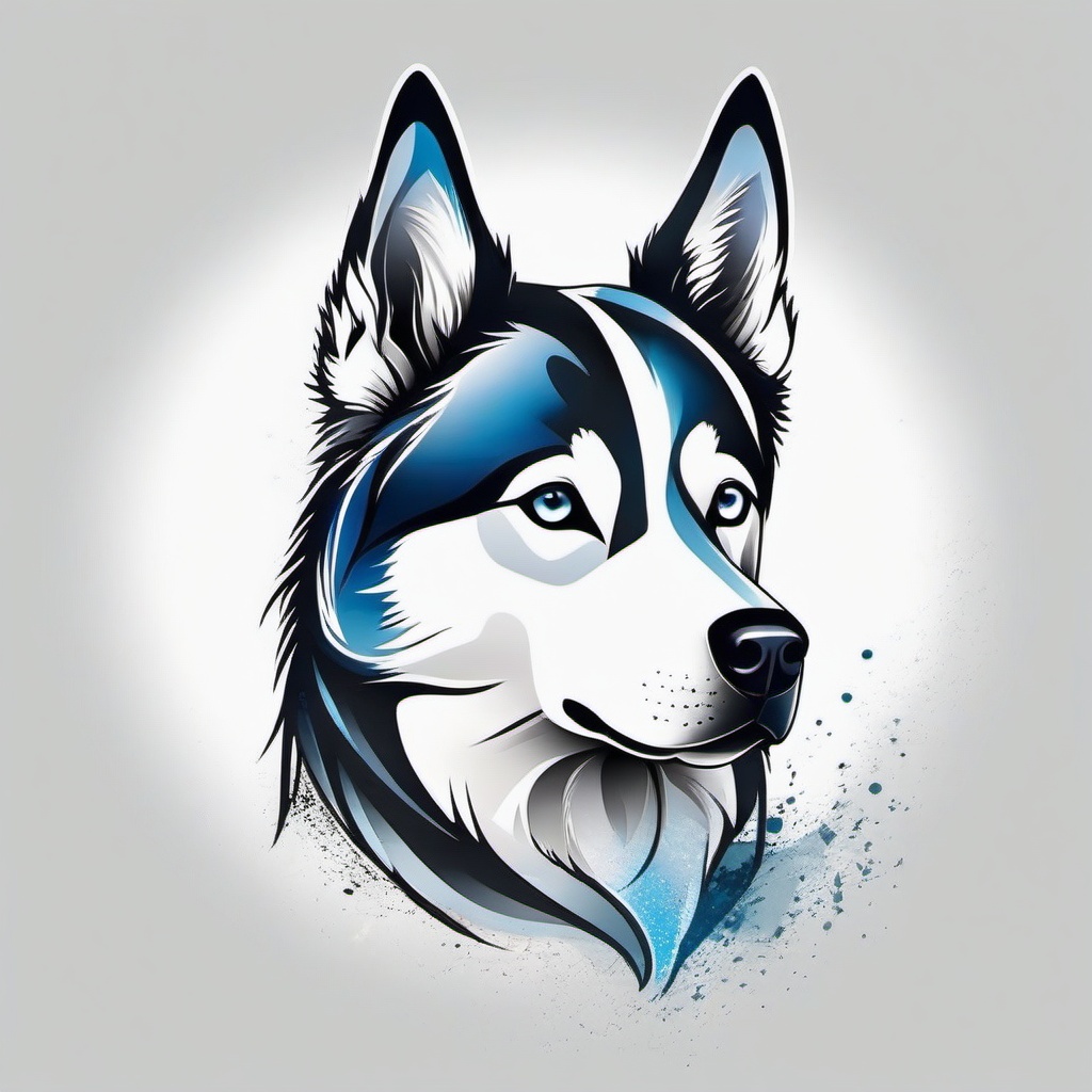 siberian husky tattoo designs  simple color tattoo,minimal,white background