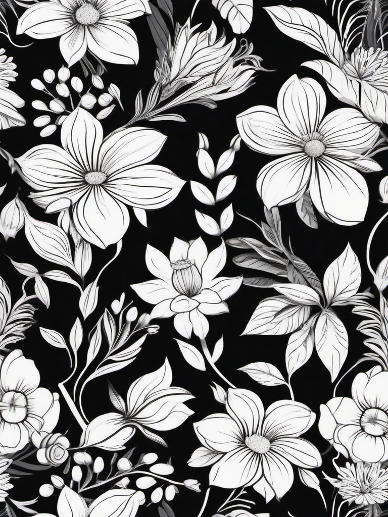 Floral Phone Cases - Cases decorated with vibrant flower designs.  outling,coloring pages,black and white