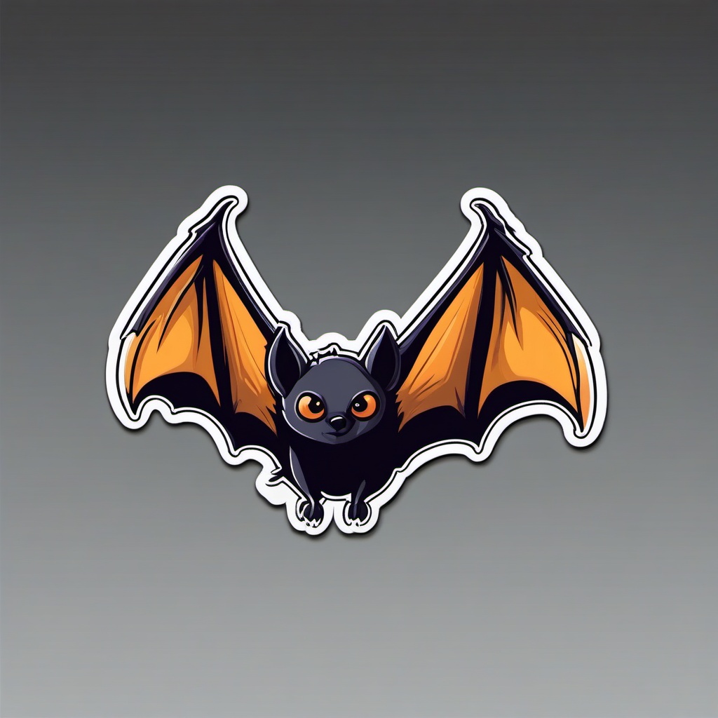 Bat Sticker - A nocturnal bat with outstretched wings, ,vector color sticker art,minimal